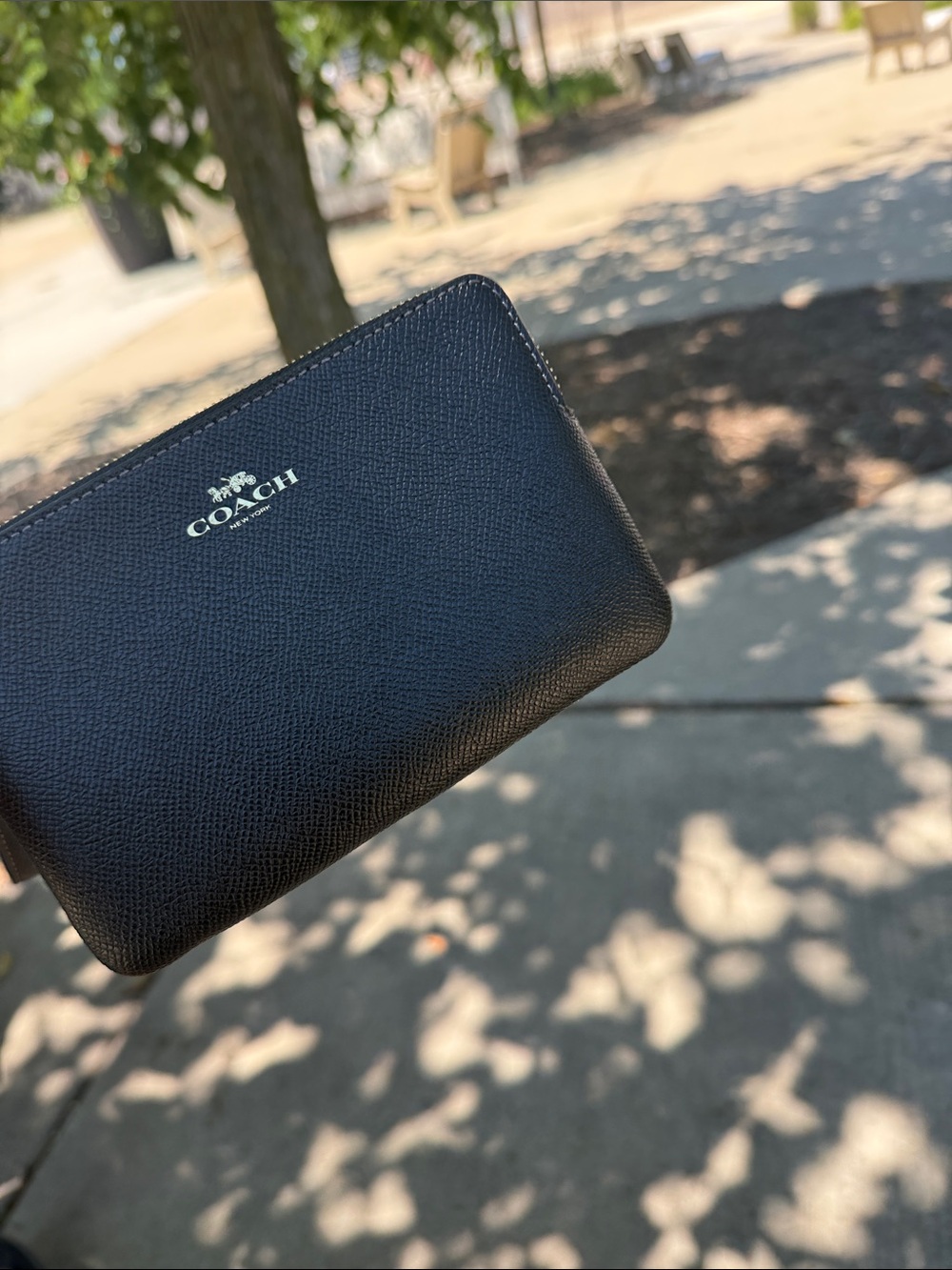 Coach Black Zip-Around Leather Wristlet